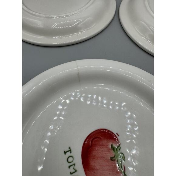 Pottery Barn Outlet Set of 3 Appetizer Snack Dessert Plates Vegetables - Picture 4 of 4